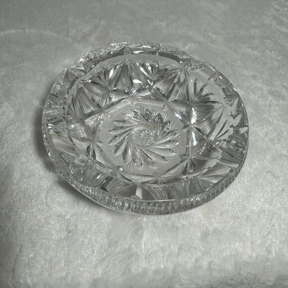 Vintage Lead Crystal Cut Clear Glass Cigar Cigarette Ashtray Heavy - Picture 2 of 7